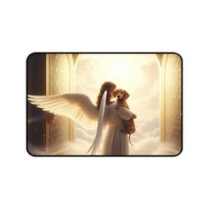 Angel & Dog Desk Mat - Inspirational Home Office Decor, Gift for Animal Lovers, Pet Memorial, Working from Home Essentials